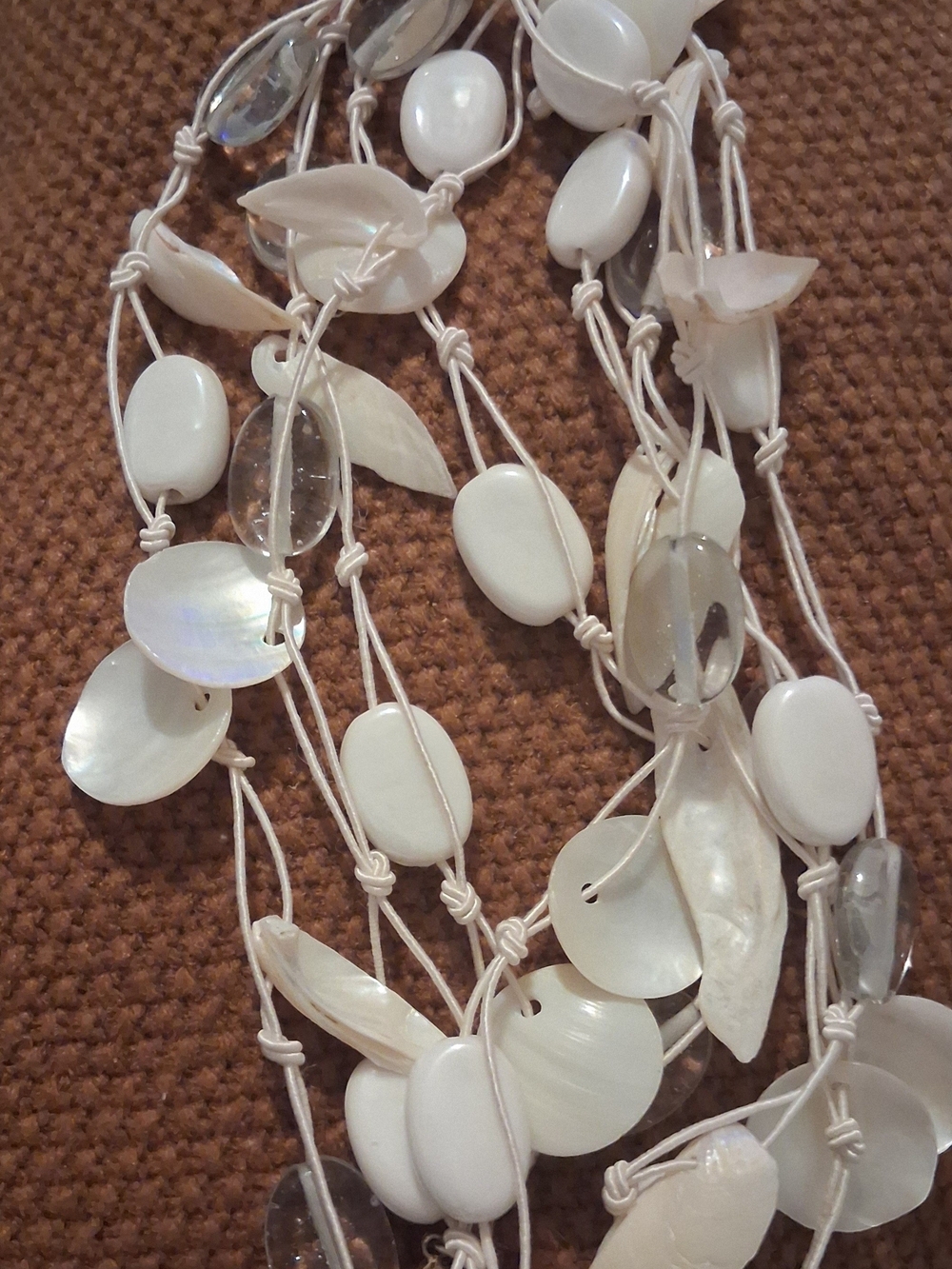 White Shell Multi-Strand Statement Necklace